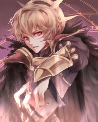 Rule 34 | 1boy, black feathers, blonde hair, feathers, fimyuan, fire emblem, fire emblem fates, leo (fire emblem), looking at viewer, male focus, nintendo, red eyes, solo