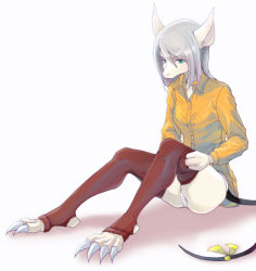 Rule 34 | 00s, androgynous, artist request, blue eyes, final fantasy, final fantasy ix, freija crescent, full body, furry, gender request, grey hair, long hair, mouse (animal), solo, underwear, white background