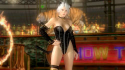 Rule 34 | 1girl, 3d, breasts, christie (doa), collar, dead or alive, dead or alive 5, hand on own hip, large breasts, official art, tecmo, white hair