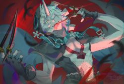 Rule 34 | 1boy, fingerless gloves, gloves, guilty gear, guilty gear xrd, hair over one eye, horns, looking at viewer, male focus, raven (guilty gear), short hair, single horn, solo focus, tongue, tongue out, white hair, yellow eyes, youmicitrustea