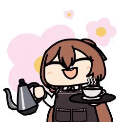 Rule 34 | 1girl, animated, animated gif, closed eyes, coffee cup, coffee pot, cup, disposable cup, girls&#039; frontline, happy, long hair, lowres, open mouth, seseren, springfield (girls&#039; frontline), waitress
