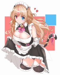 Rule 34 | 1girl, alternate costume, animal ears, apron, bell, black panties, blonde hair, cat ears, clothes lift, collar, enmaided, fatkewell, garter straps, girls&#039; frontline, heart, heterochromia, lifted by self, long hair, maid, maid apron, maid headdress, mk23 (girls&#039; frontline), multicolored hair, neck bell, panties, ribbon, skirt, skirt lift, tail, tail ornament, tail raised, tail ribbon, thighhighs, two-tone hair, underwear