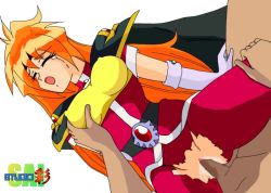 Rule 34 | 1girl, grabbing another&#039;s breast, breasts, censored, gloves, grabbing, headband, lina inverse, mosaic censoring, orange hair, penis, rape, sex, slayers, solo focus, tears
