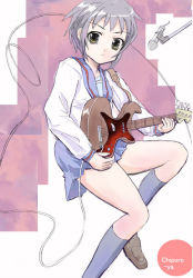 Rule 34 | 00s, bass guitar, guitar, instrument, lightning (artist), nagato yuki, school uniform, serafuku, solo, suzumiya haruhi no yuuutsu