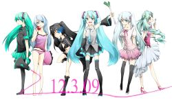 Rule 34 | 10s, 39, 2012, 6+girls, apple, bad id, bad pixiv id, black rock shooter, black rock shooter (character), boots, dated, detached sleeves, food, fruit, glowing, glowing eyes, hatsune miku, kneehighs, koi wa sensou (vocaloid), kopori, long hair, megaphone, melt (vocaloid), mikupa, multiple girls, necktie, pantyhose, pillow, romeo to cinderella (vocaloid), skirt, socks, songover, spring onion, thigh boots, thighhighs, twintails, very long hair, vocaloid, world is mine (vocaloid)