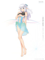 Rule 34 | 1girl, altina (shining blade), bare legs, bare shoulders, barefoot, blue eyes, breasts, clothing cutout, full body, hair ornament, half updo, hand on own chest, highres, looking at viewer, navel, navel cutout, one-piece swimsuit, pointy ears, shining (series), shining blade, side-tie swimsuit, silver hair, simple background, solo, standing, standing on one leg, swimsuit, tony taka, turtleneck, underboob