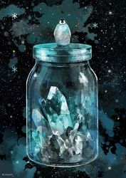 Rule 34 | bird, bottle, crystal, fantasy, ice, in bottle, in container, no humans, nomiya (no 38), original, penguin, quartz (gemstone), sky, snowflakes, star (sky), starry sky, surreal