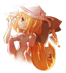 Rule 34 | 1boy, 1girl, alternate hairstyle, aqua eyes, blonde hair, blush, bottle, brown cape, cape, dress, hair down, hat, jewelry, juliet sleeves, kagamine len, kagamine rin, long sleeves, message in a bottle, necklace, paper airplane, puffy sleeves, rotational symmetry, sazanami (ripple1996), short hair, short sleeves, shuujin/kami hikouki (vocaloid), sketch, smile, sun hat, sundress, tearing up, upside-down, vocaloid, white dress