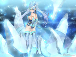 Rule 34 | 10s, 1girl, adapted costume, alternate hairstyle, armlet, ass, back, backless outfit, bare shoulders, blue eyes, blue hair, blue rose (tiger &amp; bunny), blue theme, blue thighhighs, boots, breasts, covered erect nipples, earrings, elbow gloves, fingerless gloves, from behind, gloves, hand on own hip, headdress, high heels, hip focus, ice, jewelry, karina lyle, kimura shigetaka, long hair, looking back, matching hair/eyes, medium breasts, see-through, shoes, sideboob, solo, standing, superhero costume, thigh boots, thighhighs, tiger &amp; bunny, twintails, visor