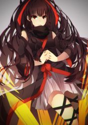 Rule 34 | 1girl, azami (kagerou project), bad id, bad pixiv id, black hair, detached sleeves, snake hair, japanese clothes, kagerou project, long hair, nanase09rr, red eyes, ribbon, scales, very long hair