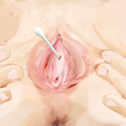 Rule 34 | 1girl, anus, close-up, cotton swab, decensored, enshi (ency), lowres, object insertion, pussy, spread pussy, third-party edit, uncensored, urethra, urethral insertion