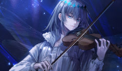 Rule 34 | 1boy, alternate hair color, arthropod boy, black hair, closed mouth, collared shirt, commentary request, crown, diamond hairband, expressionless, fate/grand order, fate (series), holding, holding instrument, holding violin, insect wings, instrument, long sleeves, looking at viewer, male focus, medium hair, oberon (fate), oberon (third ascension) (fate), official alternate costume, shichimi (ftlvampire32), shirt, solo, spoilers, upper body, viola (instrument), violin, white shirt, wings