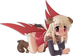 Rule 34 | all fours, arm support, blonde hair, boots, demon girl, demon wings, detached sleeves, horns, long hair, panties, ragnarok online, red eyes, solo, succubus (ragnarok online), underwear, wings
