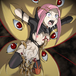 Rule 34 | 1girl, anemone (eureka seven), blue eyes, bodysuit, breasts, cockpit, constricted pupils, cum, cum in mouth, cum in pussy, cum on tongue, cum string, eureka seven, eureka seven (series), facial, intestine bulge, long hair, nipples, no bra, open mouth, pain, pink hair, rape, red eyes, restrained, saliva, screaming, solo, stomach bulge, tears, tentacles, theend, tongue, torn clothes