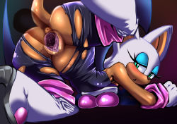 Rule 34 | 1boy, 1girl, anus, ass, bat (animal), boots, breasts, censored, furry, gradient background, green eyes, hetero, penis, pochincoff, pussy, rouge the bat, sex, sonic (series), vaginal, white hair
