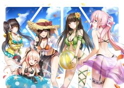 Rule 34 | :d, :o, adjusting clothes, adjusting headwear, alternate costume, alternate hairstyle, anti-rain (girls&#039; frontline), arm scarf, ass, ball, bare shoulders, beach, beachball, bikini, black bikini, black hair, blonde hair, blue bikini, blue eyes, blue sky, blush, breasts, brown eyes, brown hair, cleavage, closed mouth, cloud, collarbone, day, eyepatch, flower, girls&#039; frontline, green hair, hair between eyes, hair flower, hair ornament, hair ribbon, hat, heterochromia, himonoata, holding, holding ball, hood, hood down, hooded jacket, innertube, jacket, large breasts, leaning forward, long hair, looking at viewer, looking back, m16a1 (girls&#039; frontline), m4 sopmod ii (girls&#039; frontline), m4a1 (girls&#039; frontline), mechanical arms, medium breasts, mole, mole under eye, multicolored hair, multiple girls, off shoulder, open mouth, orange bikini, outdoors, petals, pink hair, ponytail, red eyes, ribbon, ro635 (girls&#039; frontline), sarong, see-through, see-through sarong, shirt, sidelocks, skindentation, sky, smile, st ar-15 (girls&#039; frontline), stomach, straw hat, streaked hair, swim ring, swimsuit, thigh strap, tied shirt, twintails, two side up, white hair, white shirt, yellow eyes, yellow jacket