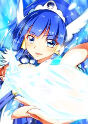Rule 34 | 1girl, aoki reika, blue eyes, blue hair, blue theme, cure beauty, hair tubes, hairband, head wings, ice, long hair, looking at viewer, magical girl, precure, sidelocks, smile, smile precure!, solo, upper body, white hairband, wings, yuto (dialique)