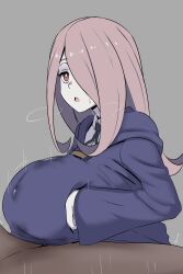 Rule 34 | 1girl, absurdres, breasts, breasts squeezed together, cum, cum in clothes, dark-skinned male, dark skin, ejaculation between breasts, highres, huge breasts, little witch academia, naozuri, paizuri, shiny skin, sucy manbavaran