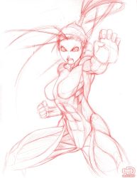 Rule 34 | abs, anatomy, angry, breasts, capcom, highres, ibuki (street fighter), monochrome, muscular, ninja, noodles, omar dogan, street fighter, street fighter iii (series), udon
