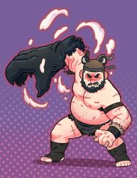Rule 34 | 1boy, angry, animal ears, armpit hair, armpit hair peek, bara, beanie, bear boy, bear ears, beard, beast arm, belly, colored sclera, facial hair, fang, fang out, fat, full beard, full body, hairy, hat, highres, large pectorals, legs apart, looking at viewer, male focus, mature male, monster boy, multiple scars, muscular, muscular male, navel hair, nipples, original, pectorals, red sclera, scar, second-party source, short hair, solo, sparse arm hair, sparse chest hair, standing, thick beard, topless male, yonson carbonell