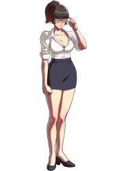 Rule 34 | 1girl, bare legs, breasts, cleavage, formal, full body, glasses, high heels, high ponytail, legs, mian (kof), miniskirt, office lady, pencil skirt, skirt, skirt suit, snk, snk heroines: tag team frenzy, suit, tagme, teacher, the king of fighters
