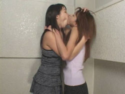 Rule 34 | 2girls, asian, french kiss, japanese (nationality), kiss, long hair, lowres, multiple girls, photo (medium), source request, standing, yuri
