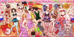Rule 34 | 6+girls, ^ ^, ahoge, alternate costume, america (hetalia), american flag, animal, anklet, annoyed, ass, axis powers hetalia, babydoll, bare legs, bare shoulders, barefoot, between breasts, blanket, blonde hair, blue eyes, blue thighhighs, blush, bow, bra, bracelet, breasts, bridal garter, brown eyes, brown hair, candy, china (hetalia), cleavage, closed eyes, colored eyelashes, cross, dog, double bun, ear piercing, earrings, elbow gloves, embarrassed, fingernails, fishnet gloves, fishnet legwear, fishnets, flag print, flower, flower wreath, food, france (hetalia), french flag, frilled panties, frills, from above, frown, garter belt, genderswap, genderswap (mtf), german flag, germany (hetalia), glasses, gloves, grabbing another&#039;s hair, green eyes, grey legwear, hair bun, hair flower, hair ornament, hairband, hand on another&#039;s head, hand on thigh, happy, hat, head rest, head wreath, heart, heart-shaped pillow, highres, holding hands, iron cross, italian flag, japan (hetalia), jewelry, knees together feet apart, large breasts, leg grab, legband, legs up, lingerie, lollipop, long hair, lying, midriff, mini hat, mini top hat, multiple girls, nail polish, navel, navel piercing, necklace, northern italy (hetalia), on back, on side, open mouth, panties, pearl necklace, people&#039;s republic of china flag, petals, piercing, pillow, pochi (hetalia), polka dot, polka dot panties, ponytail, purple eyes, red flower, red legwear, red rose, ribbon, ring, rose, rose petals, russia (hetalia), russian flag, ryoanji, shinatty-chan, short hair, siblings, single hair bun, sisters, smile, southern italy (hetalia), spain (hetalia), spanish flag, sparkle, stuffed animal, stuffed toy, sunflower, sweat, swept bangs, tail, tail ornament, tail ribbon, tattoo, teddy bear, teeth, text focus, thighhighs, toeless legwear, toenail polish, toenails, toes, tomato, top hat, tsuchiya (artist), twintails, underwear, underwear only, union jack, united kingdom (hetalia), very long hair, wavy hair, zettai ryouiki