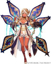 Rule 34 | 1girl, andromeda (fate), andromeda (first ascension) (fate), bare shoulders, blonde hair, breasts, cleavage, dark-skinned female, dark skin, fate/grand order, fate (series), full body, green eyes, grin, lack, large breasts, long hair, looking at viewer, official art, smile, solo, white hair