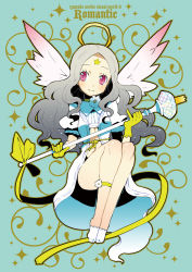 Rule 34 | angel, angel wings, blush, halo, hamamoto ryuusuke, long hair, pink eyes, red eyes, smile, staff, wings