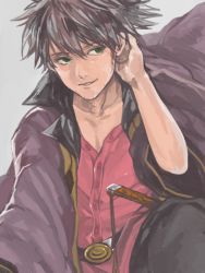 Rule 34 | 00s, 1boy, bad id, bad pixiv id, black hair, facial hair, green eyes, male focus, ponytail, raven (tales), solo, stubble, tales of (series), tales of vesperia, unco wc