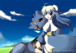 Rule 34 | 1girl, :d, acidus (ragnarok online), arch bishop (ragnarok online), blue dress, blue eyes, blue hair, blue sky, blush, cloud, commentary request, cowboy shot, cowlick, day, dragon, dress, field, flower, flower field, grass, hair between eyes, hat, kanagi tsumugi, long hair, looking at viewer, looking back, low-tied long hair, open mouth, outdoors, ragnarok online, sailor hat, sky, smile, two-tone dress, watermark, web address, white dress, white headwear