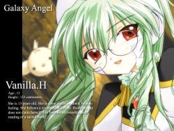 Rule 34 | 00s, 1girl, bespectacled, broccoli (company), character name, english text, engrish text, galaxy angel, glasses, portrait, profile, ranguage, solo, vanilla h, wallpaper