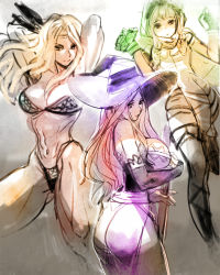 Rule 34 | 3girls, abs, amazon (dragon&#039;s crown), arms up, bow (bhp), breasts, dragon&#039;s crown, elf (dragon&#039;s crown), female focus, gloves, hat, large breasts, long hair, multiple girls, muscular, muscular female, navel, pointy ears, sketch, smile, sorceress (dragon&#039;s crown), staff, witch hat