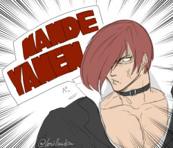 Rule 34 | 1boy, japanese text, lavillardia, male focus, solo, tagme, the king of fighters, yagami iori