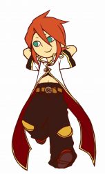 Rule 34 | 00s, 0apple00, 1boy, bad id, bad pixiv id, chibi, luke fon fabre, male focus, midriff, navel, red hair, short hair, smile, solo, tales of (series), tales of the abyss