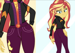 Rule 34 | ass, equestria girls, gmaplay, hand on own hip, looking at ass, mirror, mirror reflection, sunset shimmer