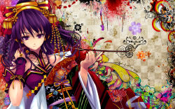 Rule 34 | copyright request, highres, japanese clothes, kimono, misaki kurehito, purple eyes, purple hair, snyp, tagme
