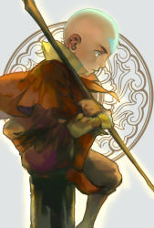 Rule 34 | 1boy, aang, avatar: the last airbender, avatar legends, bald, male focus, nickelodeon, sitting, solo, staff, sunshine (deserted), tattoo