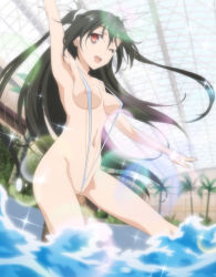 Rule 34 | breasts, highres, legs, long hair, mayo chiki!, nude, pool, slingshot swimsuit, smile, suzutsuki kanade, swimsuit, tagme, thighs, third-party edit, water, wink