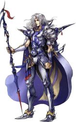 Rule 34 | 1990s (style), 1boy, armor, cape, cecil harvey, dissidia final fantasy, final fantasy, final fantasy iv, full body, knife, male focus, polearm, silver hair, solo, spear, standing, sword, transparent background, weapon, white background