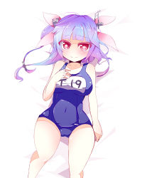 Rule 34 | 10s, 1girl, blue hair, blush, breasts, gradient hair, hair ribbon, i-19 (kancolle), kantai collection, large breasts, long hair, looking at viewer, multicolored hair, ntapopo, one-piece swimsuit, personification, pink hair, ribbon, school swimsuit, smile, solo, star-shaped pupils, star (symbol), swimsuit, symbol-shaped pupils, twintails