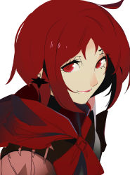 Rule 34 | 1girl, absurdres, breasts, cape, closed mouth, dress, fire emblem, fire emblem: three houses, fire emblem warriors: three hopes, hair ornament, highres, long hair, long sleeves, looking at viewer, monica von ochs, nem graphics, nintendo, official alternate costume, official alternate hairstyle, red eyes, red hair, short hair, simple background, smile, upper body