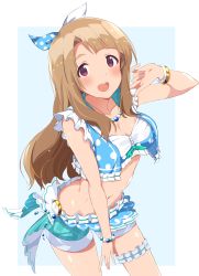 Rule 34 | 1girl, :d, absurdres, bow, brown eyes, brown hair, hair ornament, hairband, highres, homco, idolmaster, idolmaster million live!, idolmaster million live! theater days, long hair, looking at viewer, miyao miya, open mouth, smile, solo