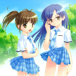 Rule 34 | 2girls, akizuki ritsuko, glasses, idolmaster, idolmaster (classic), kisaragi chihaya, multiple girls, no eyewear, school uniform, smile