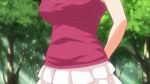 Rule 34 | 1girl, aged down, animated, breasts, breasts squeezed together, cleavage, female focus, large breasts, maken-ki!, maken-ki! two, nijou aki, petite, purple hair, short hair, smile, solo, sound, subtitled, takami akio, translated, video