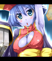 Rule 34 | 1girl, armpits, bad id, bad pixiv id, blue hair, blue skin, breasts, capcom, chinese clothes, claws, cleavage, cleavage cutout, clothing cutout, colored skin, dou-t, jiangshi, lei lei, purple hair, solo, vampire (game)