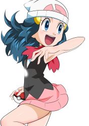 Rule 34 | 1girl, blue eyes, blue hair, blush, boots, breasts, creatures (company), curvy, dawn (pokemon), female focus, game freak, hainchu, happy, highres, looking away, nintendo, pokemon, pokemon (anime), pokemon dppt (anime), shiny skin, small breasts, solo