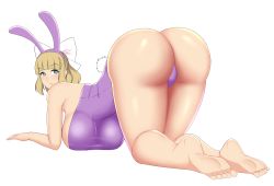 Rule 34 | 1girl, all fours, alternate costume, animal ears, ass, bare shoulders, barefoot, blonde hair, bow, breasts, cameltoe, charlotte (fire emblem), fake animal ears, fire emblem, fire emblem fates, from behind, green eyes, hair bow, huge ass, large breasts, leotard, long hair, looking at viewer, looking back, mangakay84, nintendo, playboy bunny, rabbit ears, rabbit tail, shiny clothes, shiny skin, smile, solo, tail, thick thighs, thighs, top-down bottom-up