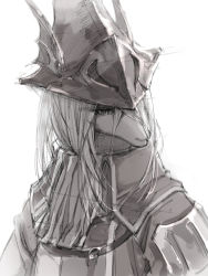 Rule 34 | 00s, 1girl, ascot, burmecian, dragoon, dragoon (final fantasy), final fantasy, final fantasy ix, freija crescent, furry, furry female, greyscale, hair over one eye, helmet, highres, jacket, long hair, michairu, monochrome, mouse (animal), simple background, solo, upper body, white background, winged helmet