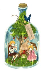 Rule 34 | bottle, bug, butterfly, child, cork, highres, in container, bug, kagamine len, kagamine rin, rl0318, tree, vocaloid